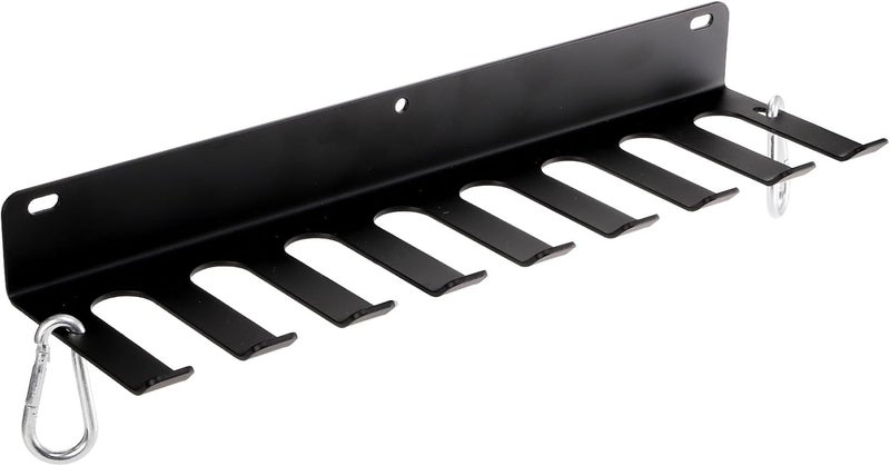 Tebery رف تخزين جيم منزلي مع 9 خطافات، منظم معدات اللياقة البدنية، حامل ملحقات جيم معدني لأشرطة التمارين، حبال القفز، الأثقال، أحزمة الرفع - Image 3